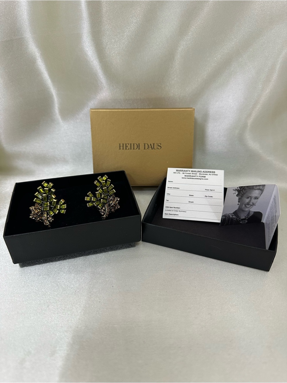 Heidi Daus Lime-Green Crystal with Gold Accents Clip Earrings
